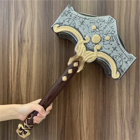 Mjolnir hammer replica from God of War, meticulously crafted for fans, cosplayers, and gaming memorabilia collectors