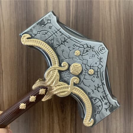 Mjolnir hammer replica from God of War, meticulously crafted for fans, cosplayers, and gaming memorabilia collectors