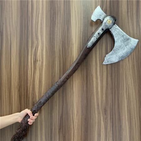 Stunning Leviathan Axe replica inspired by God of War, handcrafted from safe PU rubber, ideal for cosplay or gaming memorabilia collectors