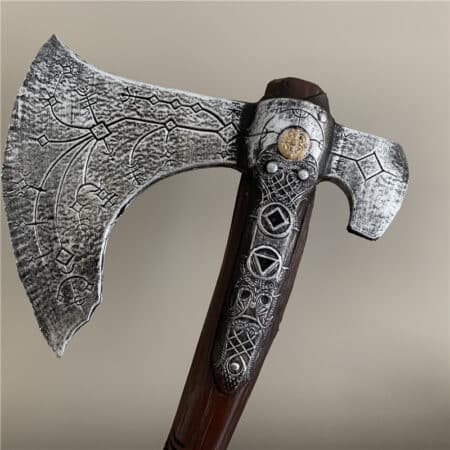 Stunning Leviathan Axe replica inspired by God of War, handcrafted from safe PU rubber, ideal for cosplay or gaming memorabilia collectors