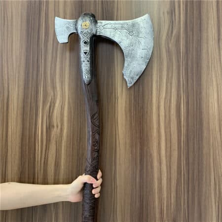 Stunning Leviathan Axe replica inspired by God of War, handcrafted from safe PU rubber, ideal for cosplay or gaming memorabilia collectors