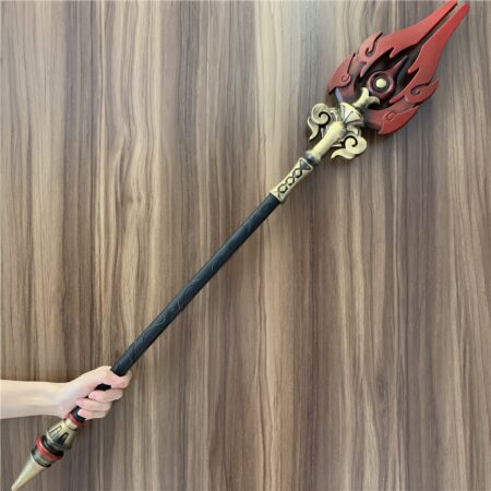 Stunning Staff of Homa (Hu-Tao Staff) replica inspired by Genshin Impact, made from safe PU rubber