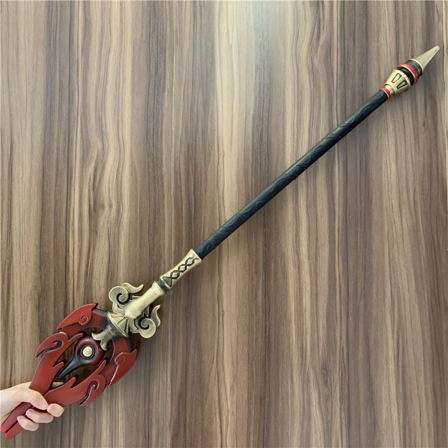 Stunning Staff of Homa (Hu-Tao Staff) replica inspired by Genshin Impact, made from safe PU rubber