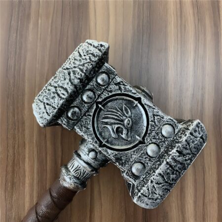 Handmade Doomhammer replica inspired by World of Warcraft, made from durable PU material, perfect for cosplay or display.