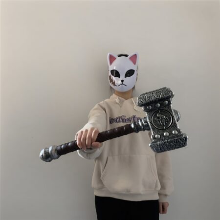 Handmade Doomhammer replica inspired by World of Warcraft, made from durable PU material, perfect for cosplay or display.