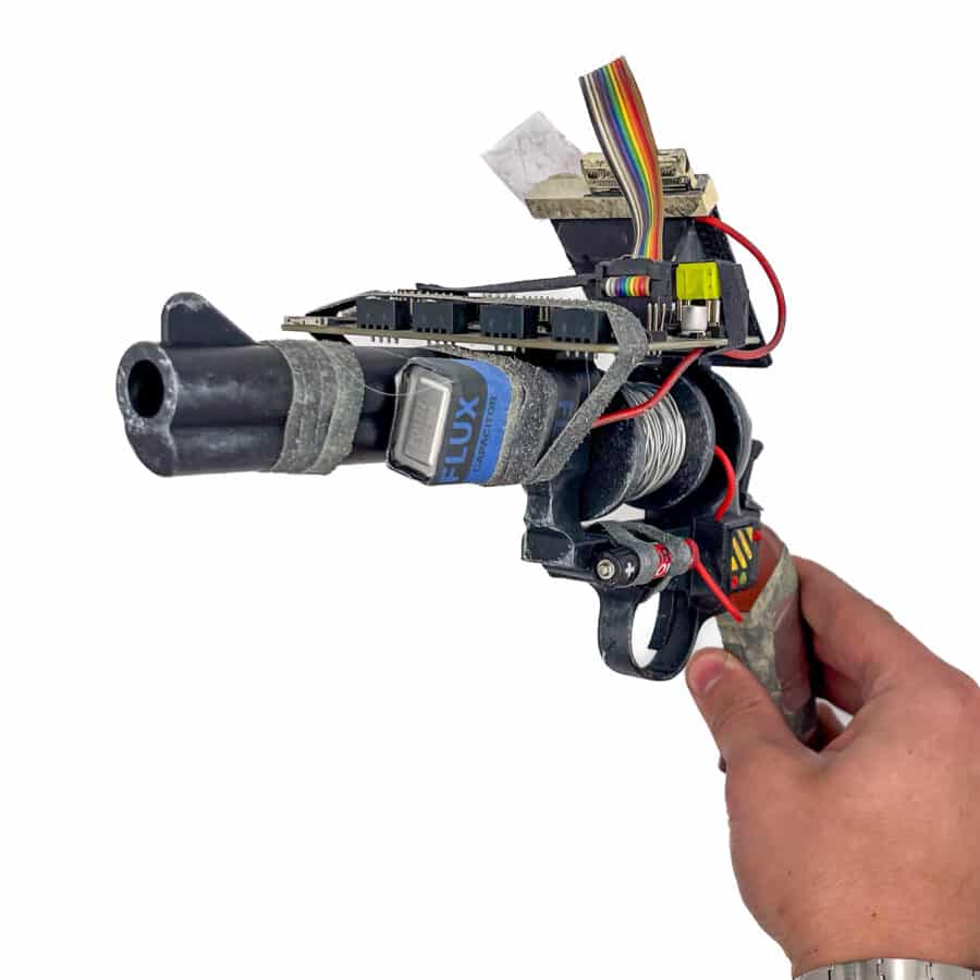 Real-life Garry's Mod Tool Gun Replica by Blasters4Masters - 3D printed and handcrafted with real wires, batteries, and a motherboard.
