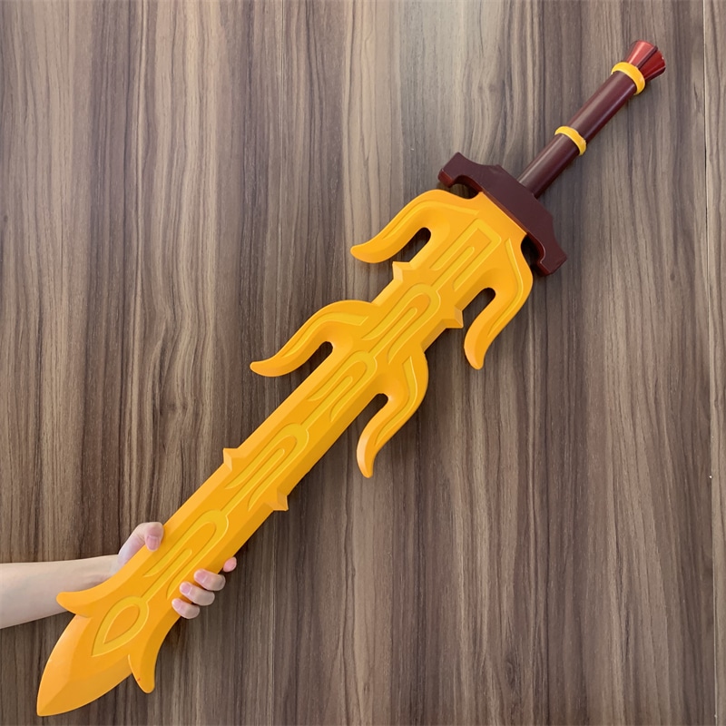 Stunning Great Flameblade replica inspired by The Legend of Zelda, handcrafted from safe PU rubber, ideal for cosplay or gaming memorabilia collectors