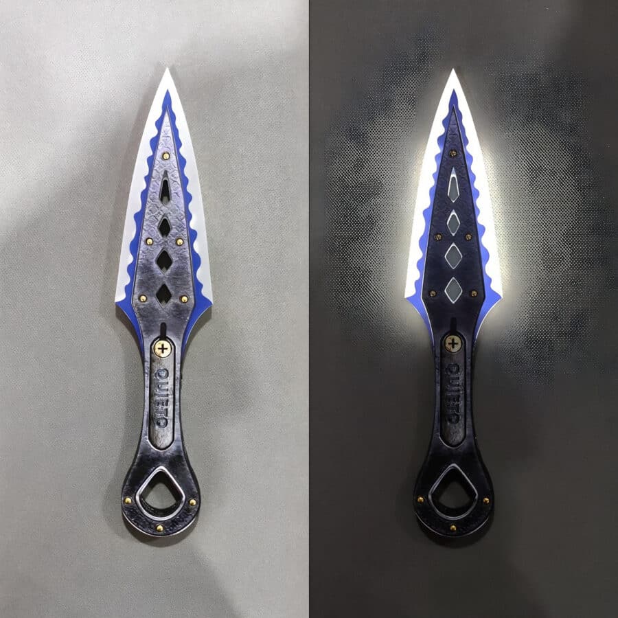 Apex Legends-inspired Kunai Knife with LED lights, Heirloom and Hope's Dawn skins, safe plastic replica for fans and cosplayers