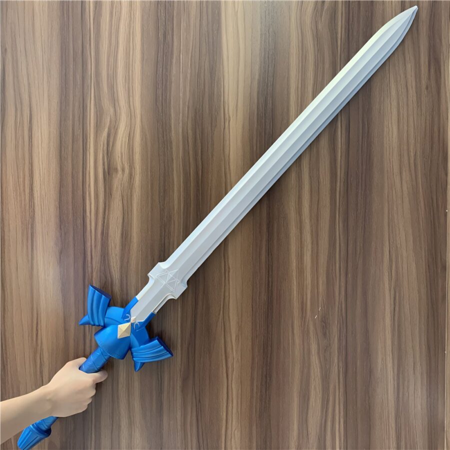 Majestic Master Sword replica inspired by The Legend of Zelda, handcrafted from safe PU rubber, ideal for cosplay or gaming memorabilia collectors