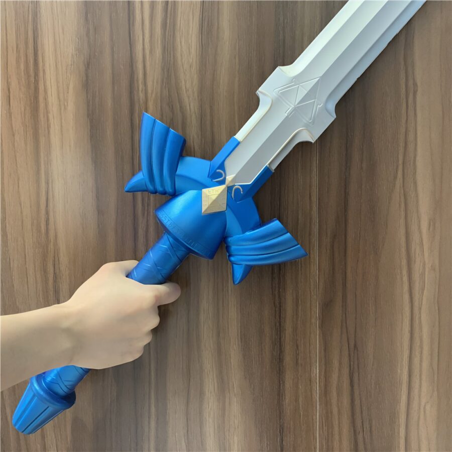 Majestic Master Sword replica inspired by The Legend of Zelda, handcrafted from safe PU rubber, ideal for cosplay or gaming memorabilia collectors