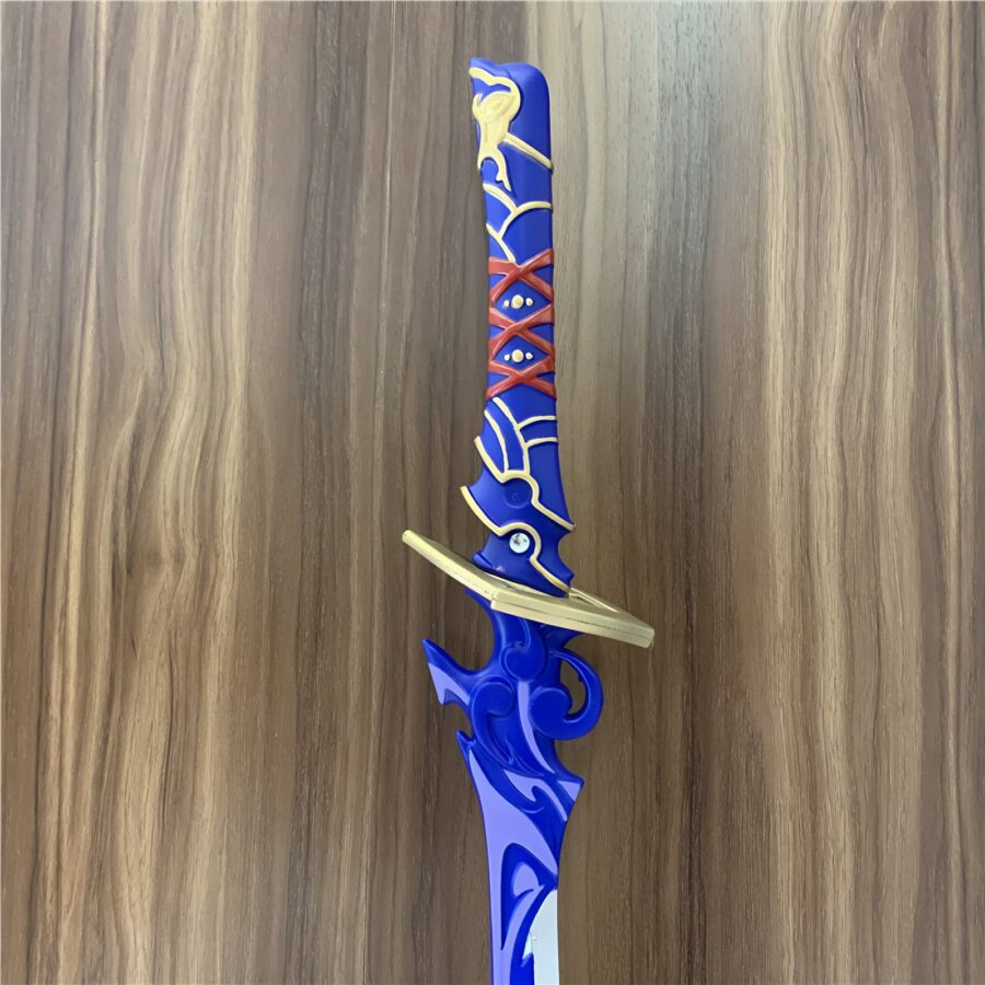 Exquisitely crafted Raiden Shogun Katana inspired by Genshin Impact, available in blue or purple styles, made from safe PU rubber