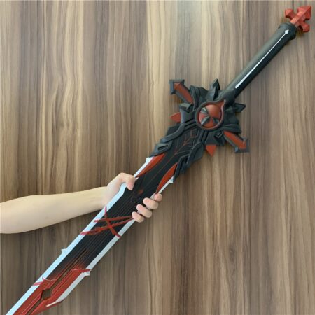Beautifully detailed Wolf's Gravestone Sword replica inspired by Genshin Impact, made from safe PU rubber