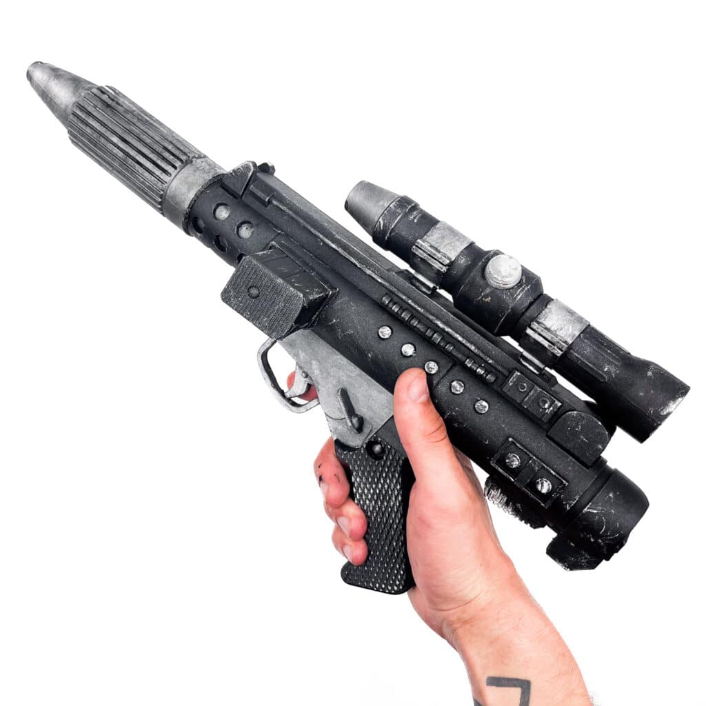 Star Wars-inspired DH-17 Blaster Pistol replica prop, handcrafted and hand-painted.