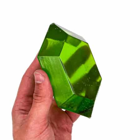 Handcrafted Legend of Zelda Rupee - Clear Resin Green Gemstone Crystal Replica.