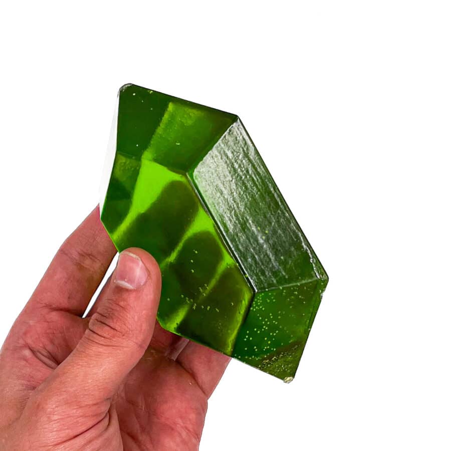 Handcrafted Legend of Zelda Rupee - Clear Resin Green Gemstone Crystal Replica.