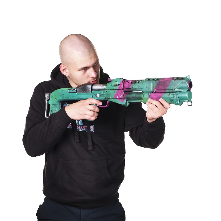 Guts Rebecca`s Shotgun prop replica from Cyberpunk 2077 by Blasters4Masters