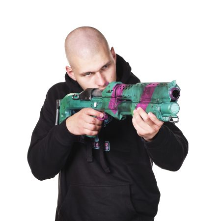 Guts Rebecca`s Shotgun prop replica from Cyberpunk 2077 by Blasters4Masters