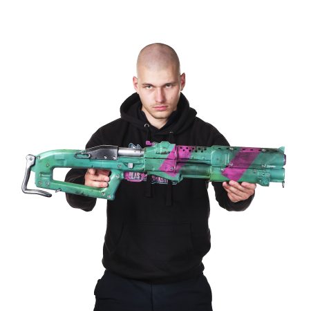 Guts Rebecca`s Shotgun prop replica from Cyberpunk 2077 by Blasters4Masters