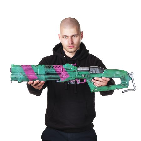 Guts Rebecca`s Shotgun prop replica from Cyberpunk 2077 by Blasters4Masters
