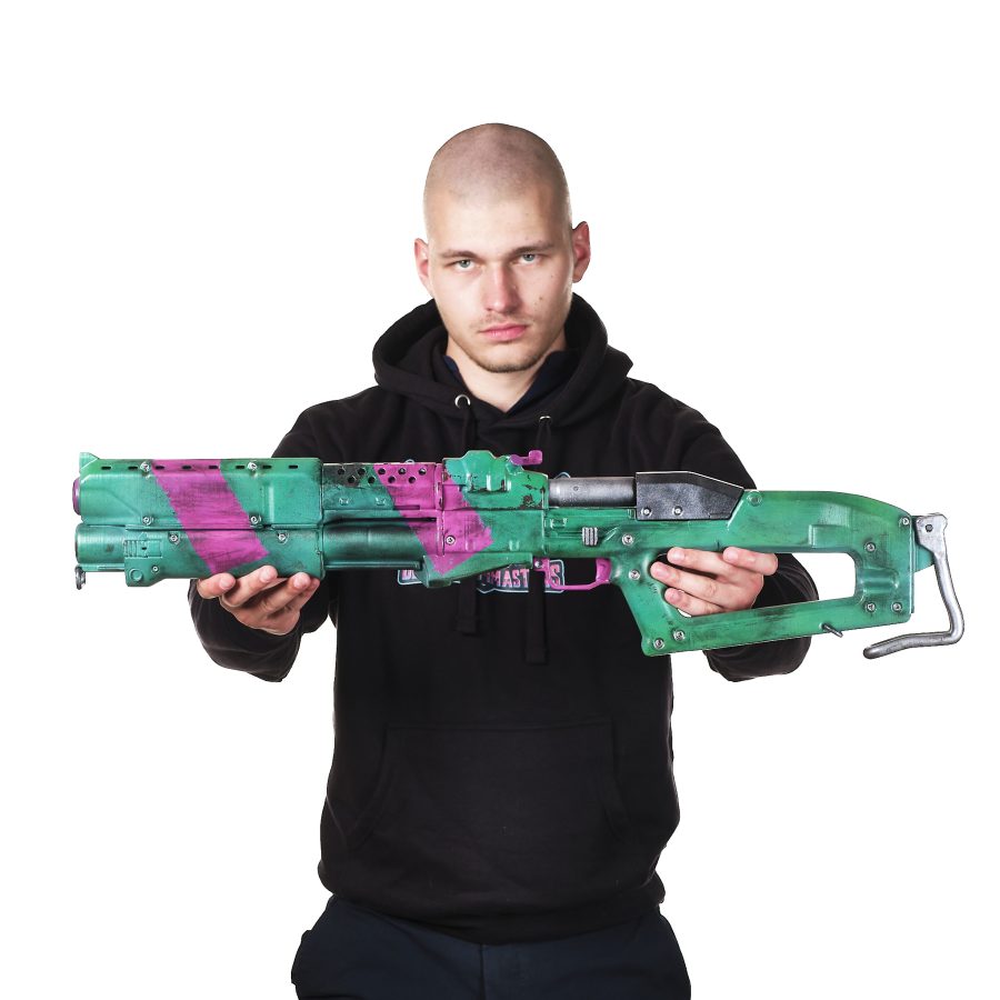 Guts Rebecca`s Shotgun prop replica from Cyberpunk 2077 by Blasters4Masters
