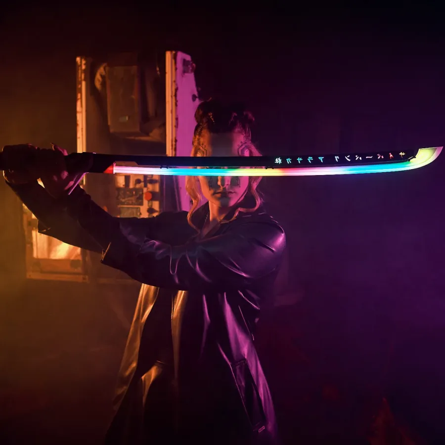 Arasaka Thermal RGB Katana LED Cyberpunk 2077 prop replica sword blasters4masters