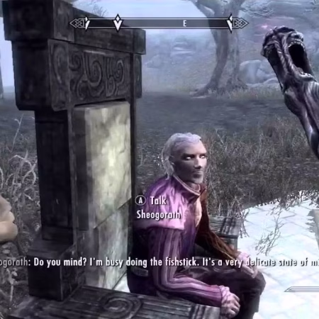 Skyrim Wabbajack next to Sheogorath