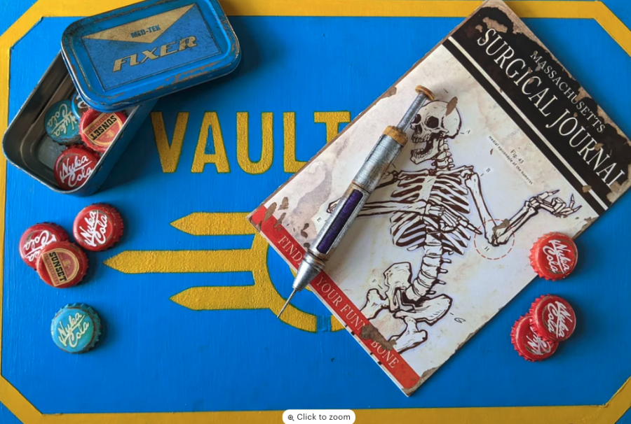 Chem Pack prop replica Fallout RadAway, Irradiated Blood, Stimpak, Med-X, and Jet