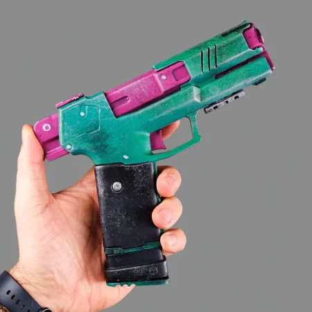 Rebeccas Pistol Green Pink PREMIUM EDITION Replica Prop From Cyberpunk 2077 By Blasters4Masters 1