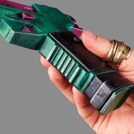 Rebecca’s Pistol – Green & Pink – Cyberpunk 2077 - PREMIUM EDITION 6 Rebeccas Pistol Green Pink PREMIUM EDITION Replica Prop From Cyberpunk 2077 By Blasters4Masters 5