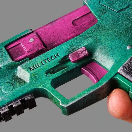 Rebecca’s Pistol – Green & Pink – Cyberpunk 2077 - PREMIUM EDITION 7 Rebeccas Pistol Green Pink PREMIUM EDITION Replica Prop From Cyberpunk 2077 By Blasters4Masters 6