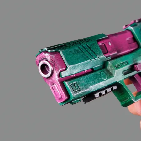 Rebecca’s Pistol – Green & Pink – Cyberpunk 2077 - PREMIUM EDITION 10 Rebeccas Pistol Green Pink PREMIUM EDITION Replica Prop From Cyberpunk 2077 By Blasters4Masters 9
