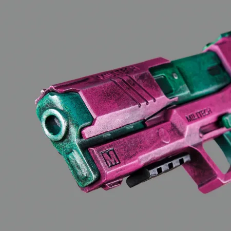 Rebecca’s Pistol – Pink & Green – Cyberpunk 2077 - PREMIUM EDITION 10 Rebeccas Pistol Pink Green PREMIUM EDITION Replica Prop From Cyberpunk 2077 By Blasters4Masters 9